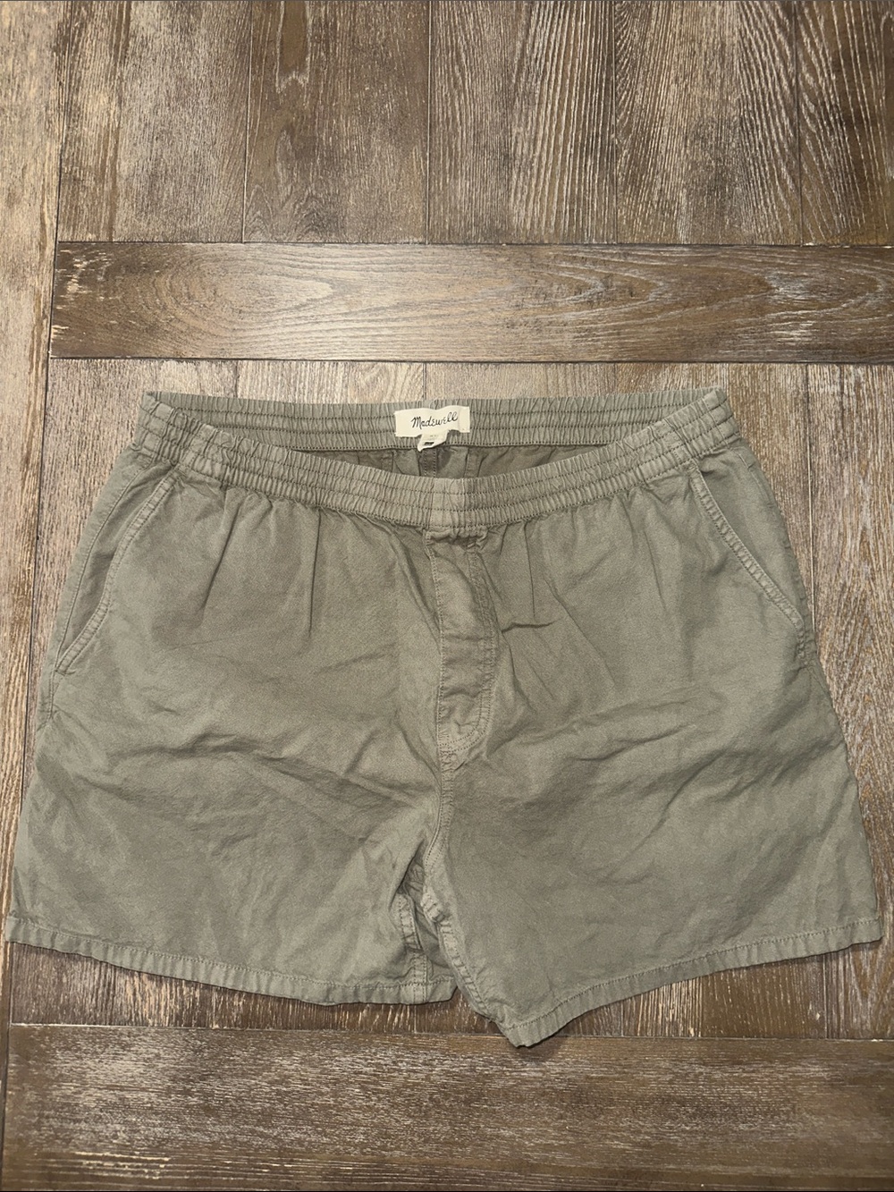 Madewell Men’s Olive Green Cotton Drawstring Shorts Elastic Waist XL